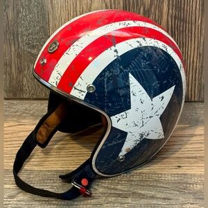 TORC T50 Route 66 3/4 Motorcycle/Scooter Helmet Del Mar Rebel Star Size Large